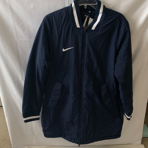 NIKE Dugout Long Full Zip Parka Jacket in Navy/White Sz LARGE - Picture 3 of 9